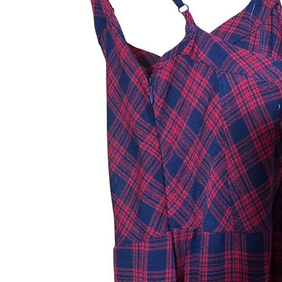 Urban Outfitters Black/Red Plaid Maxi Dress Pleated Bottom Ruffle Sz S - Picture 7 of 10